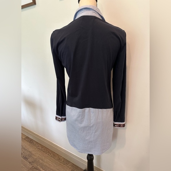 Desigual Blue Long Striped Floral Tunic S  EUC embroidery - Picture 7 of 10